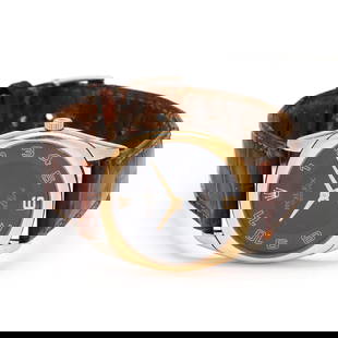 Bi-Color Gold Cellini Danaos Watch, Rolex: Bi-Color Gold Cellini Danaos Watch, Rolex circa 2001, manual wind, Rolex 1602, serial number K667246, reference number 4233, the cushion shaped white gold case with rose gold bezel, the signed black