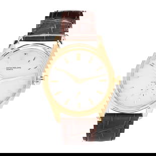 Rare Gold Reference 2526 Watch, Patek Philippe for Gubelin: Rare Gold Reference 2526 Watch, Patek Philippe for Gubelin circa 1955, automatic, Patek Philippe 12-600 AT, movement number 761366, case number 687191, the round gold case with polished bezel, the