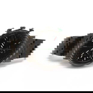 Black PVD Stainless Steel G-Chrono Watch, Gucci: Black PVD Stainless Steel G-Chrono Watch, Gucci quartz, ETA 251.474, model number 101M, serial number 17520639, the round stainless steel case with black PVD coating, black 'G' bezel, and black and