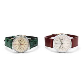 Two Vintage Stainless Steel Chronograph Watches