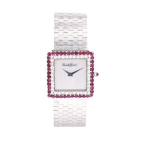 Lady's White Gold, Ruby, and Diamond Watch, Bueche Girod