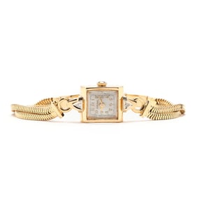 Vintage Lady's Gold and Diamond Watch, Bulova