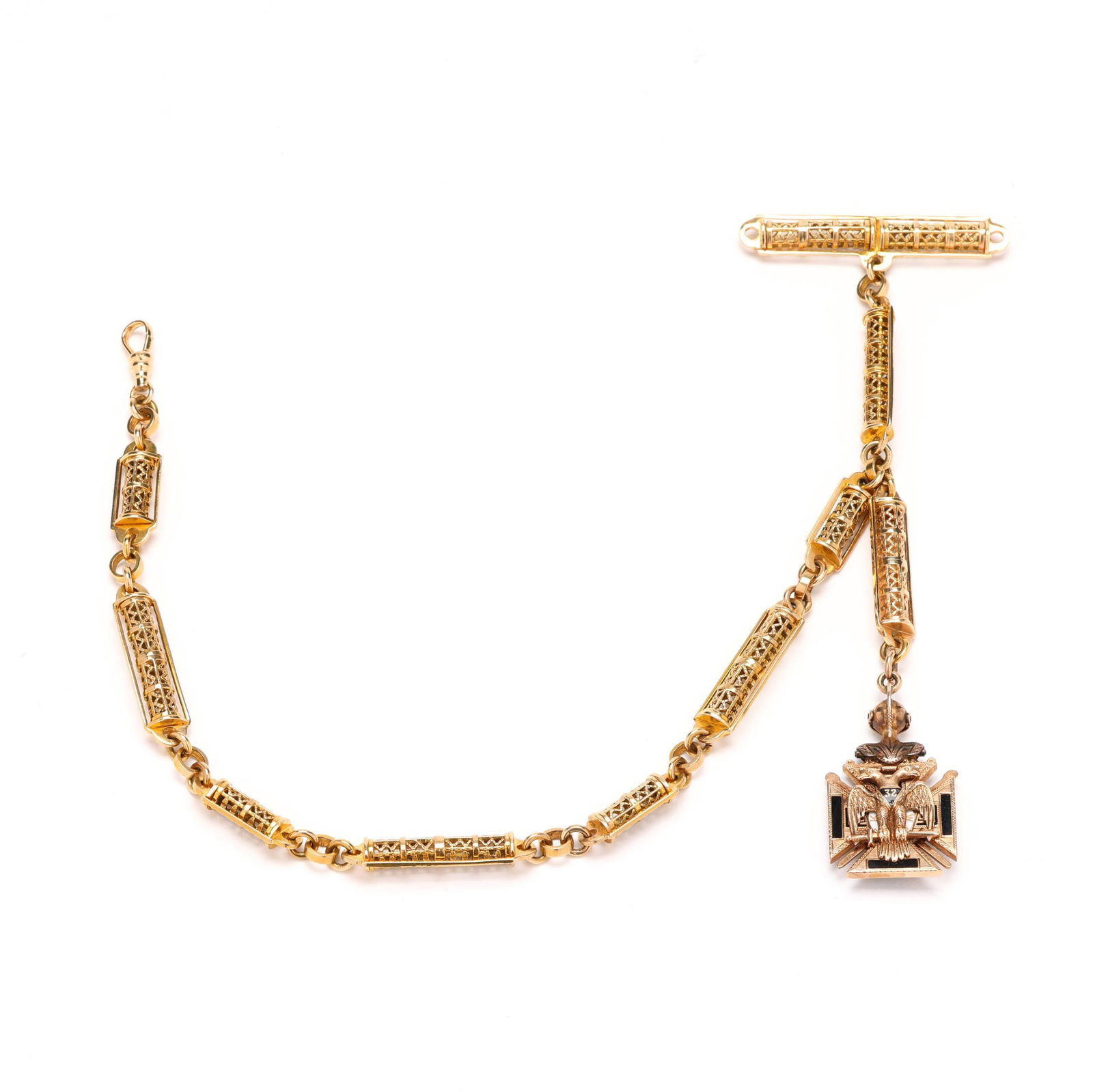 Gold Pocket Watch Chain with Masonic Fob (1 of 4)