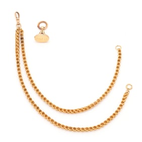 Vintage Gold Watch Chain and Fob