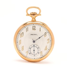 Gold Open Face Pocket Watch, Waltham