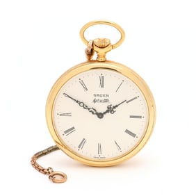 Vintage Gold-Plated  Music Time  Pocket Watch, Gruen
