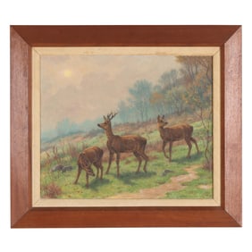Georges Frédéric Rötig (French, 1873-1961), Stag with Two Does in a Clearing