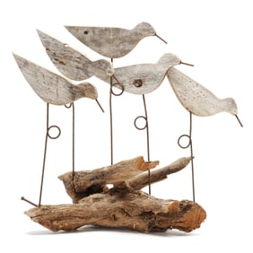 Ken Humphries (NC, b. 1973), Five Peeps Mounted on Driftwood