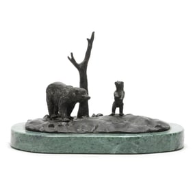after Pierre-Jules Mêne (French, 1810-1879), Bronze Group of Mother Bear and Cub
