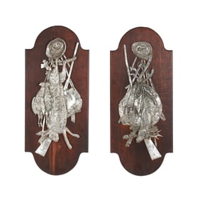 George Bommel (German, fl.19th-early 20th century), Pair of Silver-Plated Hunt Trophy Plaques