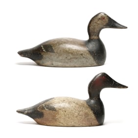 Evans Decoy Factory (WI), Pair of Mammoth Grade Canvasbacks