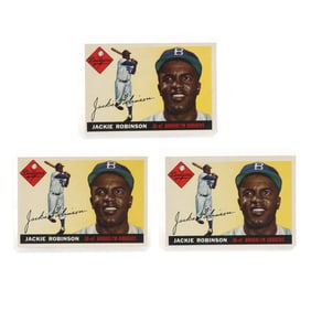 Three 1956 Topps Jackie Robinson Baseball Cards