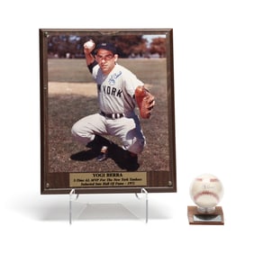 Yogi Berra Signed Baseball and Hall of Fame Photo