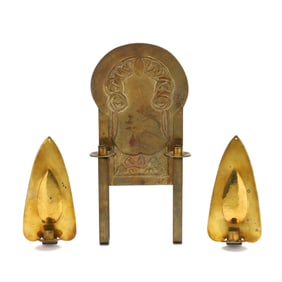 Three Arts and Crafts Brass Sconces