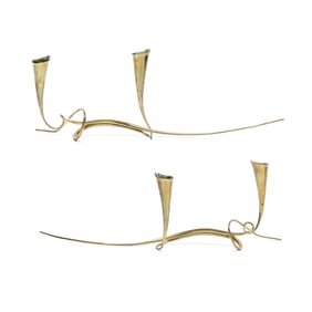 Daniel Miller (NC), Pair of Modernist Brass Candlesticks