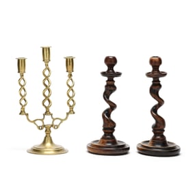 Three Barley Twist Candlesticks