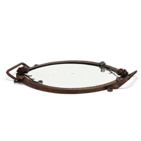Manner of Edgar Brandt, Iron Mirrored Dresser Tray