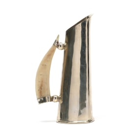 A Vintage Silver-Plated Pitcher with Horn Handle
