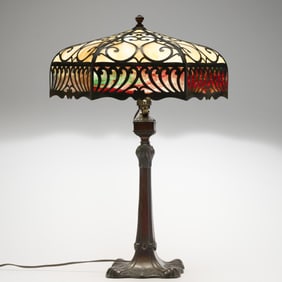 Attributed Bradley and Hubbard, Slag Glass Table Lamp
