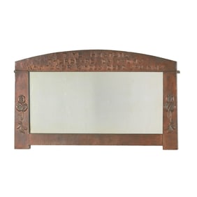 Arts and Crafts Hammered Copper Mirror with Proverbial Verse