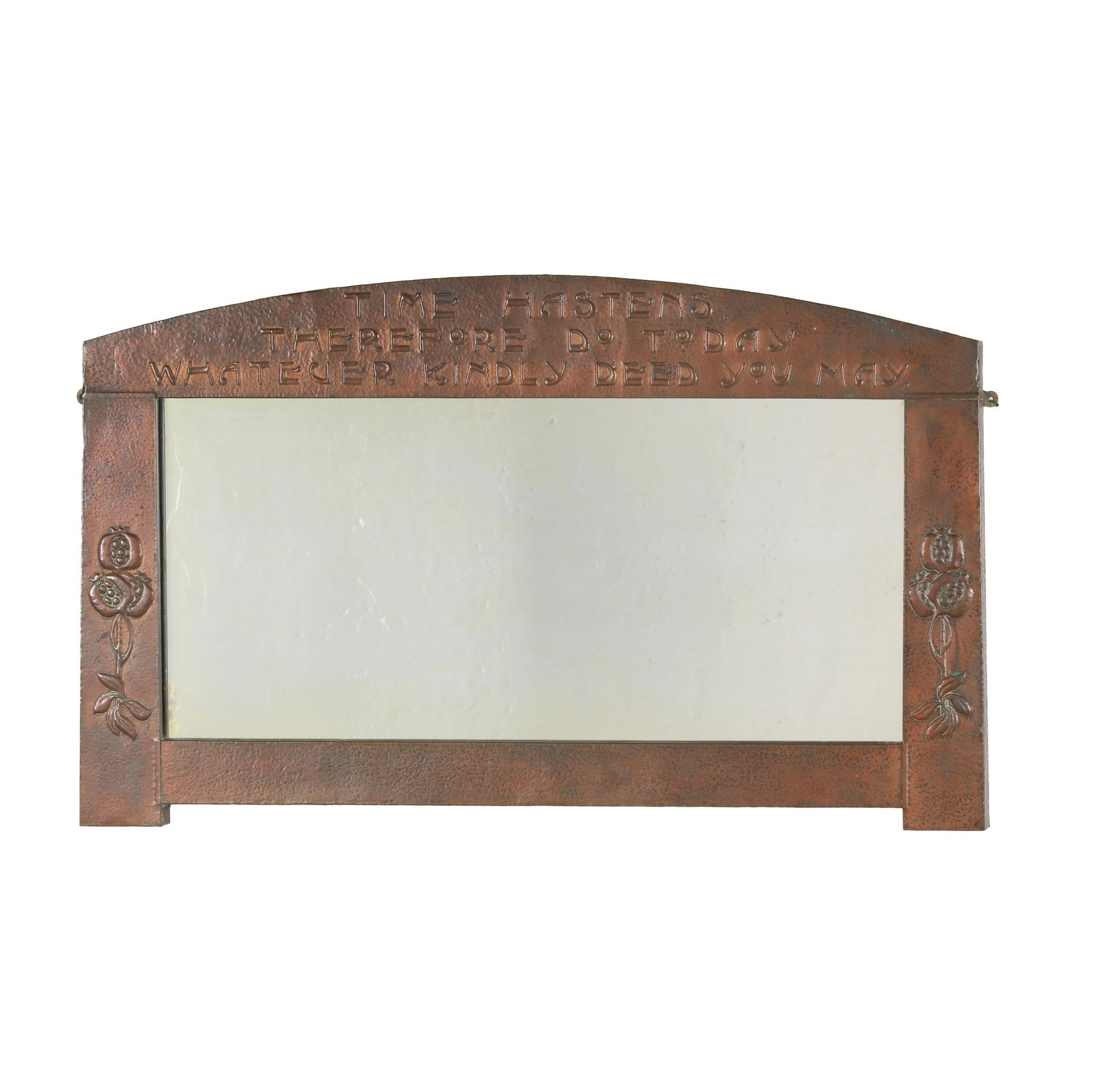 Arts and Crafts Hammered Copper Mirror with Proverbial Verse (1 of 6)