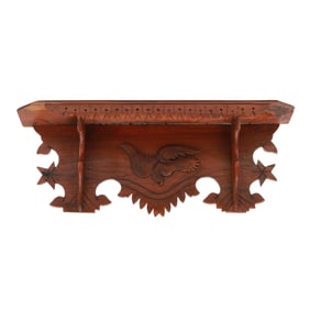Folk Art Carved Eagle Bracket Shelf