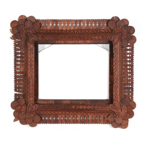 Attributed John Martin Zubersky (American, fl. 1912-1920), Tramp Art Carved Pine Frame