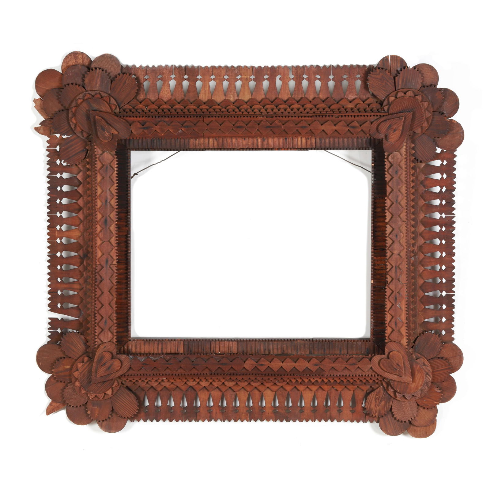 Attributed John Martin Zubersky (American, fl. 1912-1920), Tramp Art Carved Pine Frame (1 of 6)