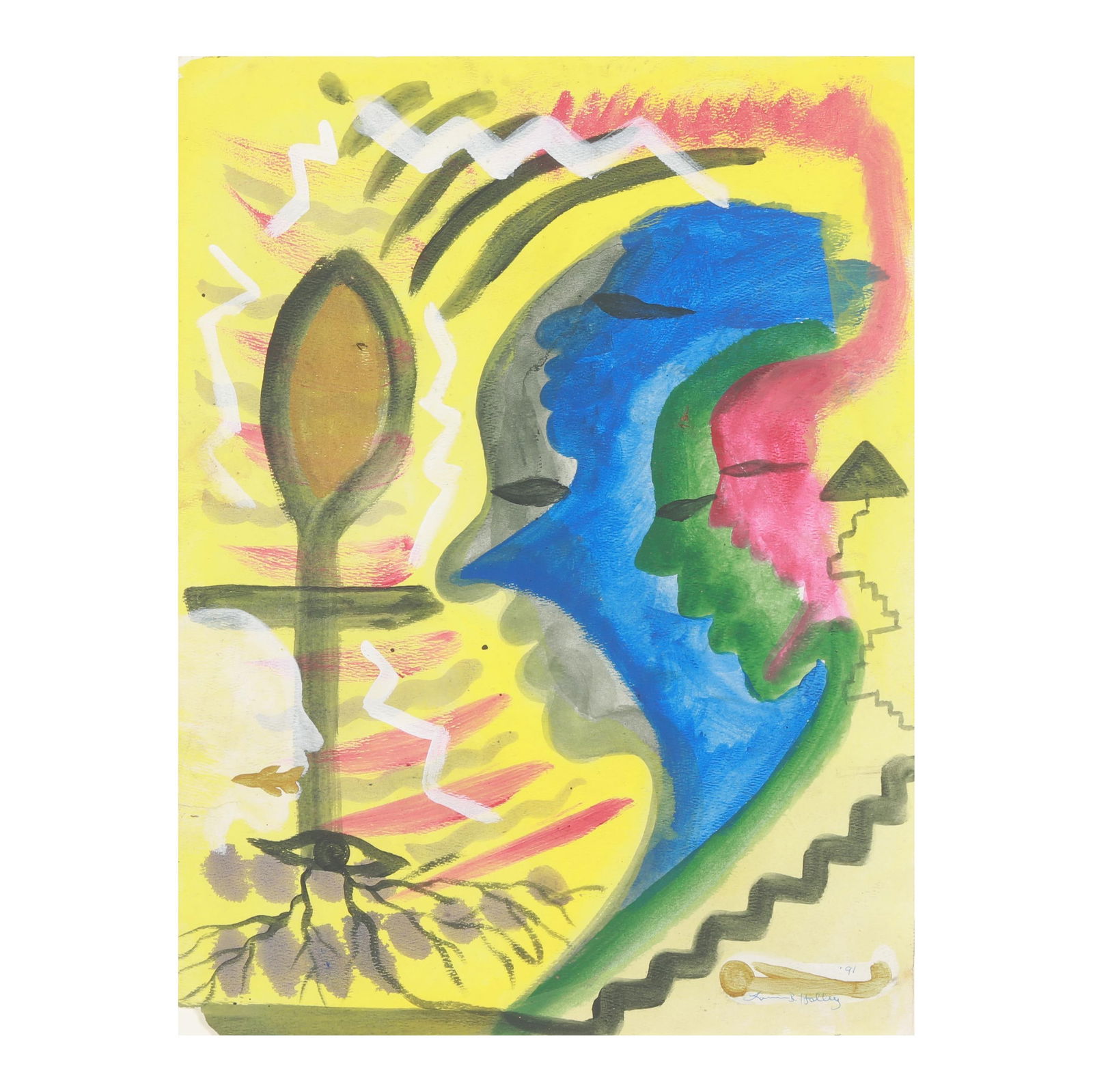 Lonnie Holley (American, b. 1950), Composition with Faces in Profile (1 of 6)