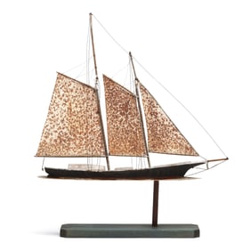Folk Art Schooner, Signed Jim Clark
