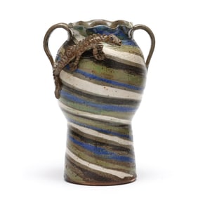 Albert Hodge (Vale, NC, b. 1941), Swirl Vase with Lizard