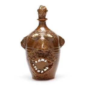 Anna King (Seagrove, NC),  Big Brother  Face Jug with Stopper