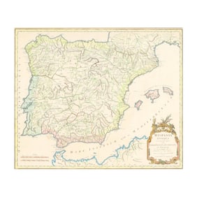 18th-Century Map of the Ancient Iberian Peninsula