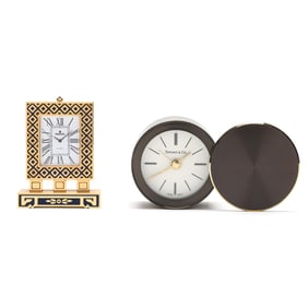 Two Vintage Travel Alarm Clocks, Including Tiffany & Co.