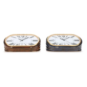Cartier, Two Vintage Alarm and Calendar Clocks