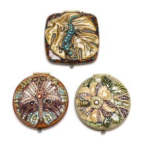 Three Jay Strongwater Enameled and Bejeweled Compacts
