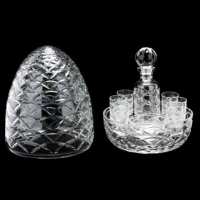 Faberge Crystal Caviar and Vodka Set in Egg Case