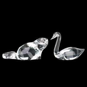 Steuben Crystal Beaver and Swan
