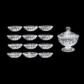 (13) Pieces of Baccarat  Bambous Swirl  Glass Tableware