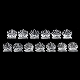 (13) Baccarat Crystal Bambous Clam Shell Place Card Holders