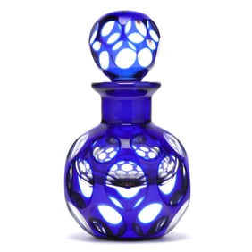 Perthshire, Faceted Cobalt-Cut-to-Clear and Lamp Work Scent Bottle