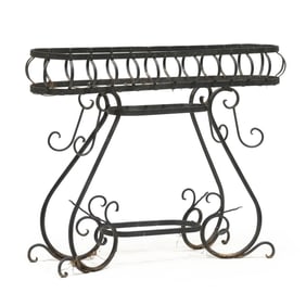 Spanish Style Wrought Iron Garden Jardiniere on Stand