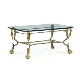 Manner of Mason Jansen, Brass and Glass Coffee Table