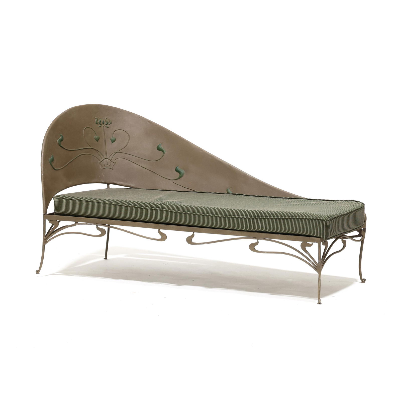 French Art Nouveau Style Painted Metal Chaise Lounge (1 of 7)
