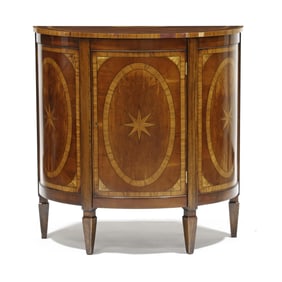 Adam Style Inlaid Demilune Cabinet