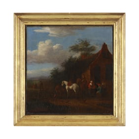 Dutch School (18th Century), Travelers Outside an Inn