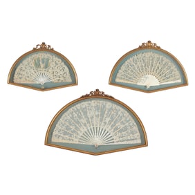 Three Framed Antique Continental Fans