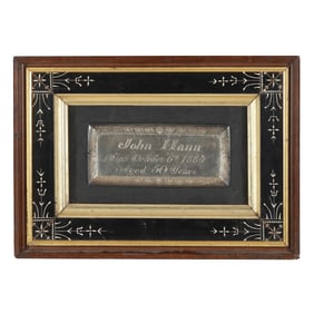 19th Century Silver-Plated Memorial Plaque with Frame