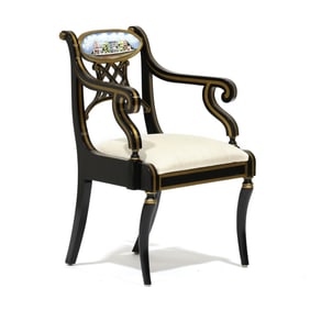 Neoclassical Style Armchair with "Rainbow Row" Paint Decoration