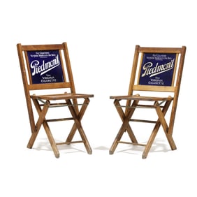 Vintage Pair of  Piedmont Cigarette  Advertisement Folding Chairs